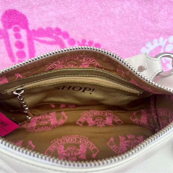 Vintage White Juicy Couture Purse Barrel Bag Handbag Satchel Y2K - Picture 6 of 13